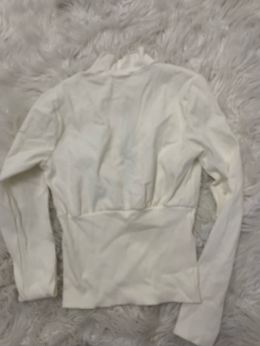 Fashion Nova Cream Ribbed Mock Neck Long Sleeve Top - Picture 2 of 3